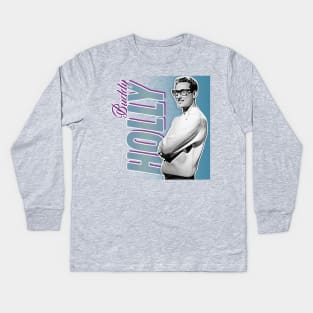 Buddy Holly - Retro Nostalgia Graphic Design Kids Long Sleeve T-Shirt